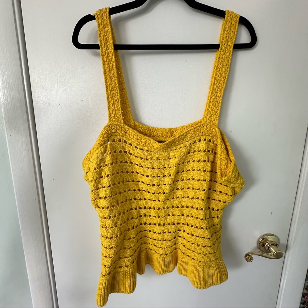 J. Crew | 2X | NWT Yellow Crochet Ruffle Sweater Tank